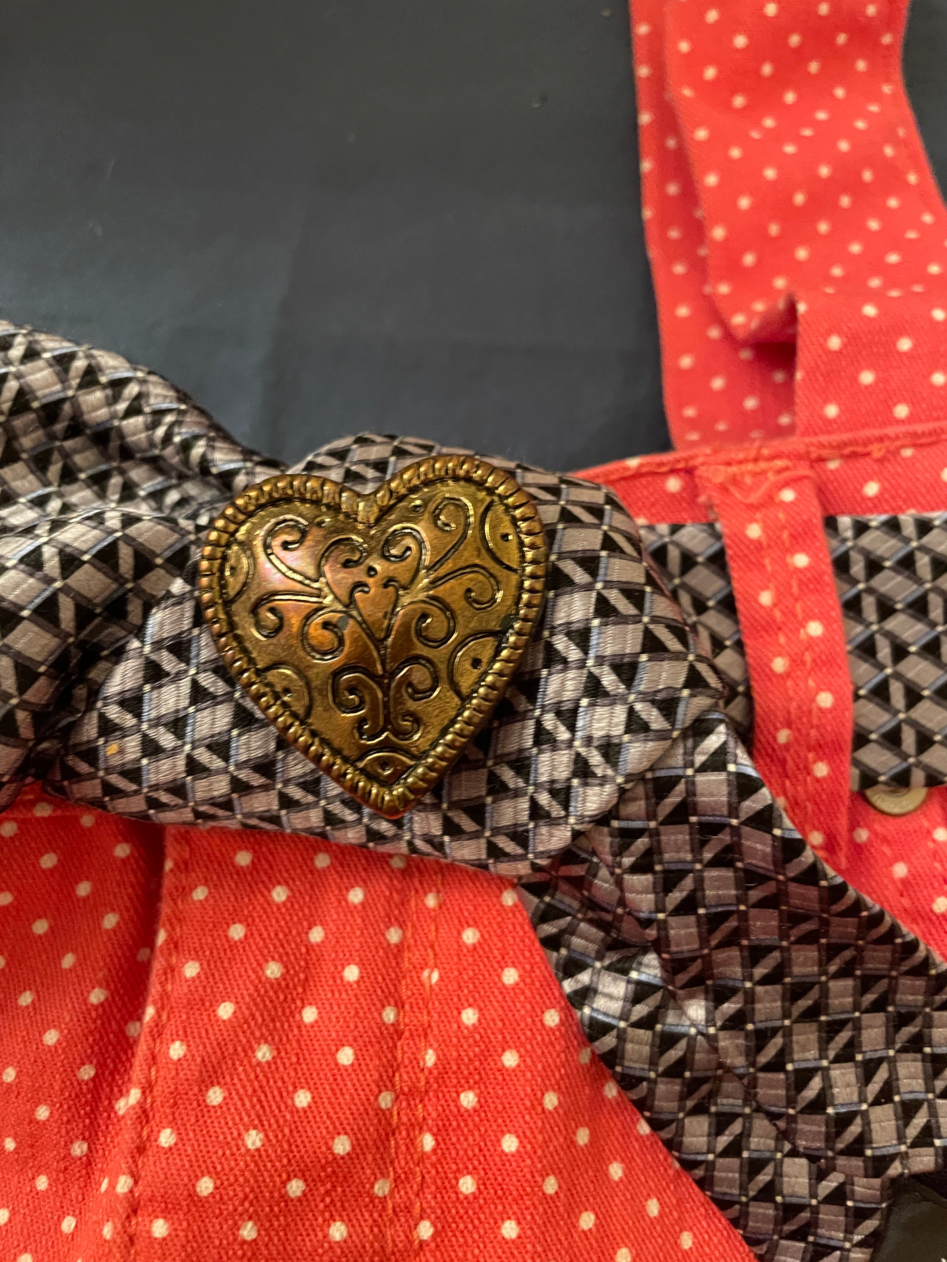 GLORIA VANDERBILT UPCYCLED JEAN TOTE WITH 100% SILK TIE ACCENT
