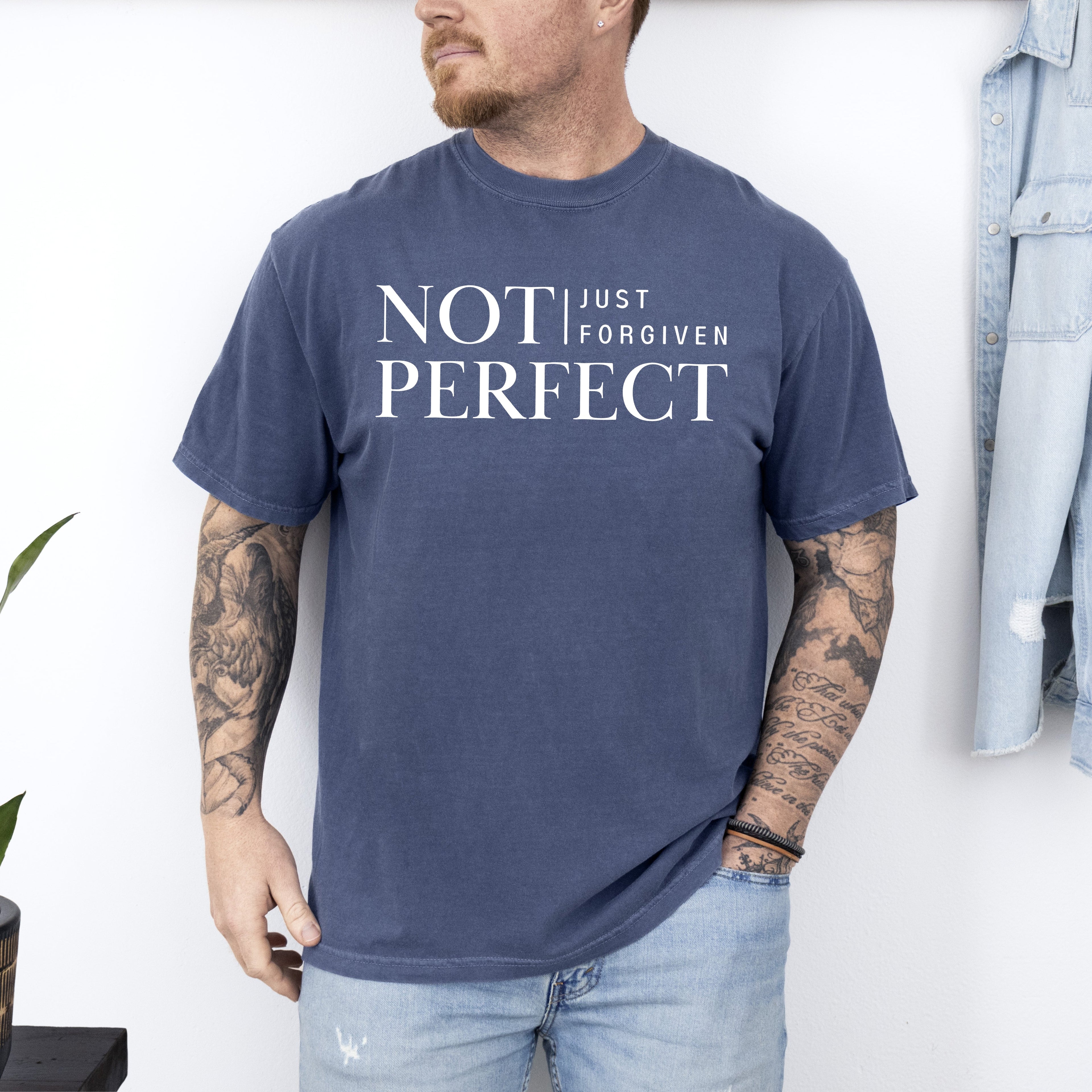 Not Perfect, Just Forgiven, Jesus, Christian, Religious, Gospel, Faith Tshirt Comfort Colors T-Shirt